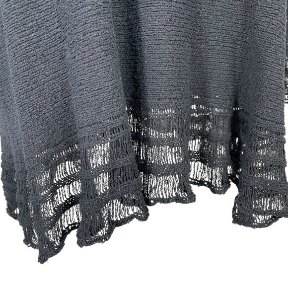 J. Jill Silk Blend Black Crochet Trim Knit Sweater Boho Chic Pullover Size L - Picture 8 of 10